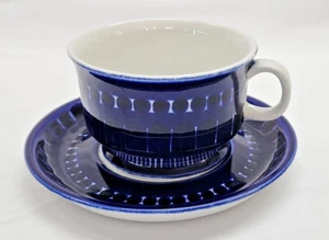 Arabia Finland Valencia Demitasse Coffee Cup & Saucer Cobalt Blue Ulla Precope - Picture 1 of 7