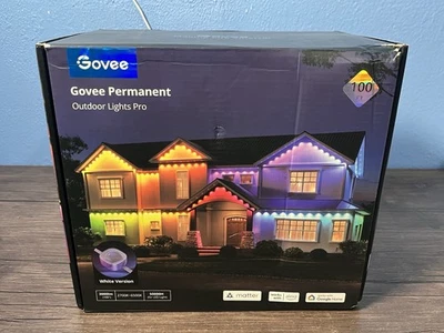 Govee Permanent Outdoor Lights PRO RGBWW Smart LED Lights 100 ft (White) NEW OB - Image 1 of 3