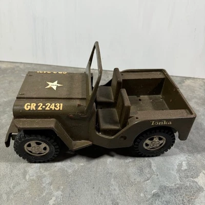 Jeep Vintage Tonka Ejército Verde GR-2-2431 1960 Comandante de Estados Unidos Desgaste Óxido Antiguo Foto 1 de 4