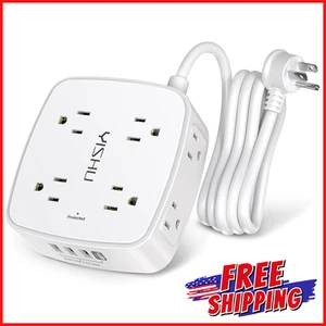 CABLE DE EXTENSIÓN PROTECTOR CONTRA SOBRETENSIONES LATERALES 6 PIES 3 Tira de alimentación Toma de corriente Extensor - Imagen 1 de 9