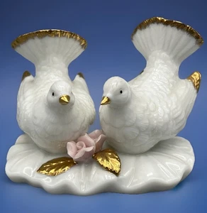 Lefton China handbemalt Porzellan Love Birds Blumen 1987 Vintage 3 Zoll 06303 - Bild 1 von 8