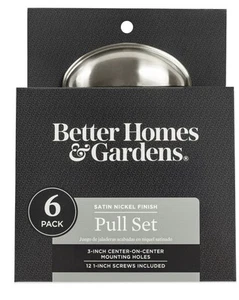 Better Homes And Garden 6 Pack Satin Nickel Finish 3inch Center Mounting NEW - Picture 1 of 4