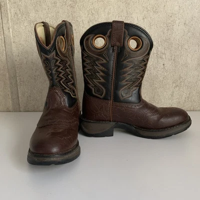Botas Durango Niños Jóvenes 2M Punta Redonda Usadas en Excelente Condición Marrón Con Costuras Foto 1 de 4