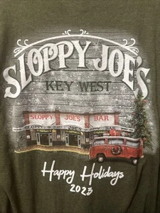 Sloppy Joe's, Key West, Happy Holidays 2023 Long Sleeve Green T-Shirt. 2XL - Picture 1 of 6