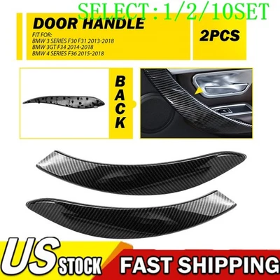 Para BMW Serie 3 F30 2012-18 Fibra de Carbono Interior Puerta Tirador Manija Borde 1~10X Foto 1 de 4