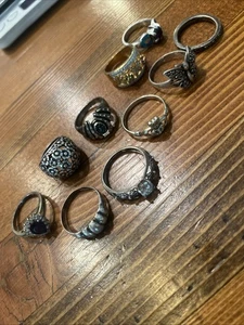 Konvolut 10 markierte Sterling Silber Ringe mit verschiedenen Edelsteinen kein Schrott - Bild 1 von 10