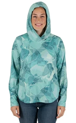 Realtree NUEVA♈Tee Mujer PERF Capucha LS FISHING Talla XL~Aqua Lagoon Foto 1 de 4