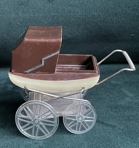 1970s Lundby Pram Silver Cross Style Brown Vintage Dolls House - Imagen 1 de 10