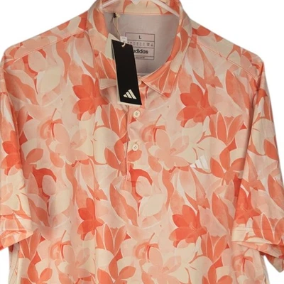 Camisa polo de golf Adidas para hombre grande naranja crema blanca floral manga corta nueva con etiquetas Foto 1 de 4