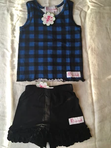 Conjunto Flowersak 2 piezas niñas azul y negro. Talla 2. Nuevo con etiquetas - Imagen 1 de 4