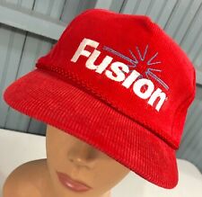 VTG 90's Fusion Herbicide Farming Red Corduroy Snapback Baseball Cap Hat