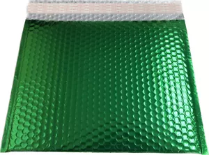 GREEN 12.75" x 10.5" Glamour Metallic BUBBLE MAILERS Blingvelopes™ Case of 100 - Picture 1 of 2