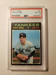 1971 Topps STEVE KLINE Rookie #51 PSA VG-EX 4 New York Yankees - Photo 1/2