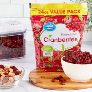 (2 Pack) Great Value Sweetened Dried Cranberries, 24 Oz Naturally Fat Free - Picture 1 of 8