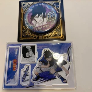 Naruto Shippuden acrylic stand button badge Lot 2 birthday Sasuke Japan m546 - Picture 1 of 3