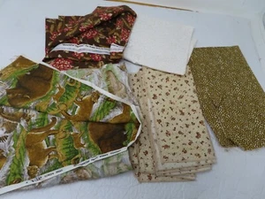 Fall autumn Brown Cranston Fabric Remnant Lot 5 Different Prints - Picture 1 of 7