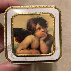 Cherub Angel Lithograph Metal Tin Can Container - Picture 1 of 3