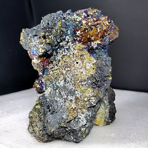 2442Gr Top Calcopirite Brillante Multicolore Pavone Spalerite Quarzo Esemplare - Foto 1 di 22