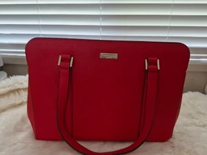 Kate Spade Large Red Handbag with gorgeous lining - Excellent Condition - Picture 1 of 6