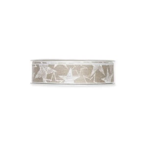 Leinenband mit weißem Stern bedrucktes Motiv 2,5 cm/1 Zoll breit natürlich - Bild 1 von 1