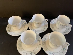 Juego de 5 tazas y platillos de porcelana SANGO Garden Flower 8112 flores platino - Imagen 1 de 4