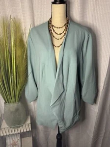 NWT Torrid Jacket Women 3 Plus 3X Cameo Blue Open Blazer Career Ruched Sleeve - Picture 1 of 11