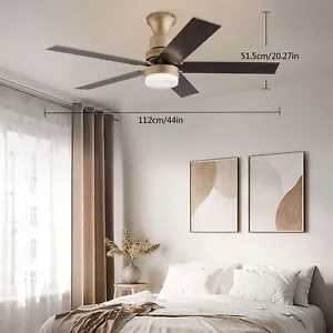 44inch LED Retractable Blades Ceiling Fan Lamp with Remote Control 3 Light Modes - Picture 1 of 16
