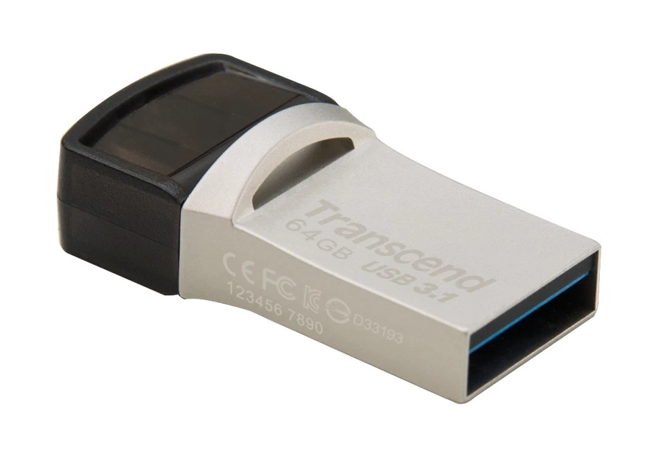 64GB Transcend JetFlash 890S OTG Flash Drive con connettori tipo-C USB3.1 e USB - Immagine 1 di 1
