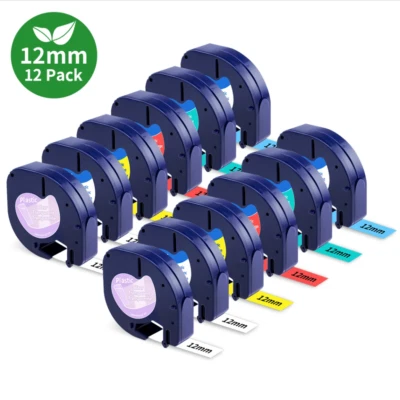 LABELGIFT 91220 91221 16951 Schriftband für Dymo Letra Tag Band LT-100T 100H XM Weiß 12mm