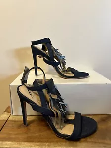 Brian Atwood Womens Denim Gladiator Sandals Sz 6.5 New - Picture 1 of 6