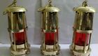 Set Of 3 Antique Brass Minor Lamp Vintage Nautical Ship Boat Light Lantern Decor