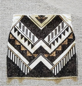 Minifalda lápiz Express para mujer blanca con diseño de lentejuelas multicolores talla M - Imagen 1 de 4