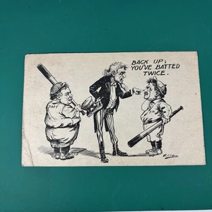 1912 anti-T Roosevelt pro-Taft cartolina cartone animato parte del set zio Sam baseball - Foto 1 di 3
