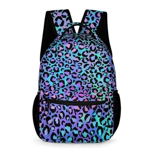 Leopard Print Backpack for Girls, Cheetah Backpack, Gradient Bright Neon Blue... - Picture 1 of 6
