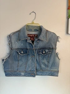 HINT JEANS women's denim sleeveless cropped vest size L excellent condition - Picture 1 of 4