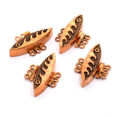 2 Pcs Multi Strand Marquise Bali Box Clasp 3 Strand Antique Copper - Image 1 of 4