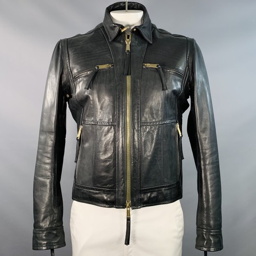 Giacca moto DSQUARED2 taglia 44 in pelle nera con zip