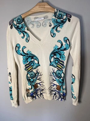 Versace collection marine print v neck jumper size S - Image 1 of 4