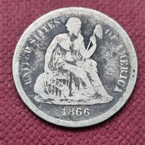 1866 S Seated Liberty Dime 10c nicely Circulated #45966 Cover