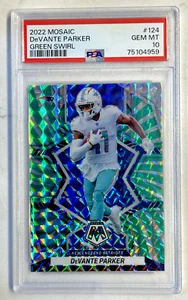 2022 Panini Mosaic DeVante Parker Green Swirl Prizm /11 PSA10 Dolphins - Picture 1 of 3