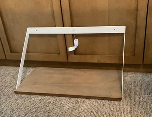 Pottery Barn / Trenton Shelf 24" w x 12.25" d x 12"h, Seadrift wood, white iron - Picture 1 of 2