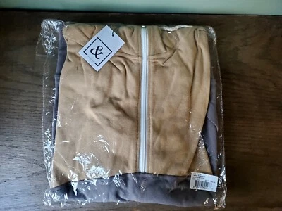 Moletom com capuz Ampersand Ave feminino meio zíper marrom cinza capuz único novo com etiquetas 3XL - Imagem 1 de 4