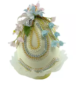 Enesco Revolving Musical Easter Egg Large Pastel Lace Flora Pachebel Canon in D - Picture 1 of 9