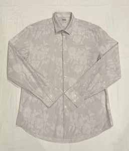 KENZO Slim Fit Corduroy Floral Men’s 17.5 44 Button Shirt Pastel Purple & White - Picture 1 of 10
