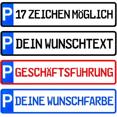 L & P CAR DESIGN Parkplatzschild Parkplatz Kennzeichen Schild bis 17 Zeichen Wunschtext