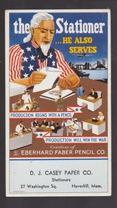1941 WW2 ADVERTISING Home Front UNCLE SAM Faber Pencil Co. PATRIOTIC Paper Co. - Picture 1 of 2