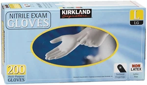 Kirkland Signature Large Latex-Free Nitrile Exam Gloves, 200 Count, White - Picture 1 of 11