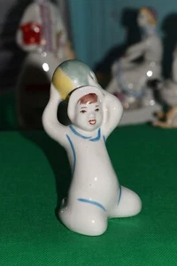 ORIGINAL vintage russian POLONNOE PORCELAIN FIGURINE TOY boy with ball OLD GIFT - Picture 1 of 16
