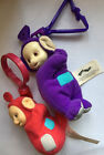VTG Set of 2 Teletubbies: Plush~Red Po~Purple Tinky Winky~Clip On Keychains Y2K