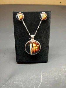 Halloween 1978 Pumpkin Sublimated Necklace & Earrings Set - Picture 1 of 1